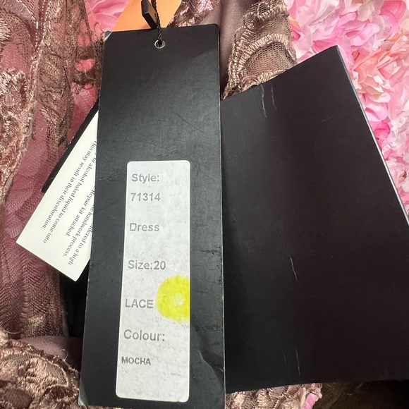 NWT MGNY 71314 Size 20 Mocha long dress with lace - Picture 3 of 5